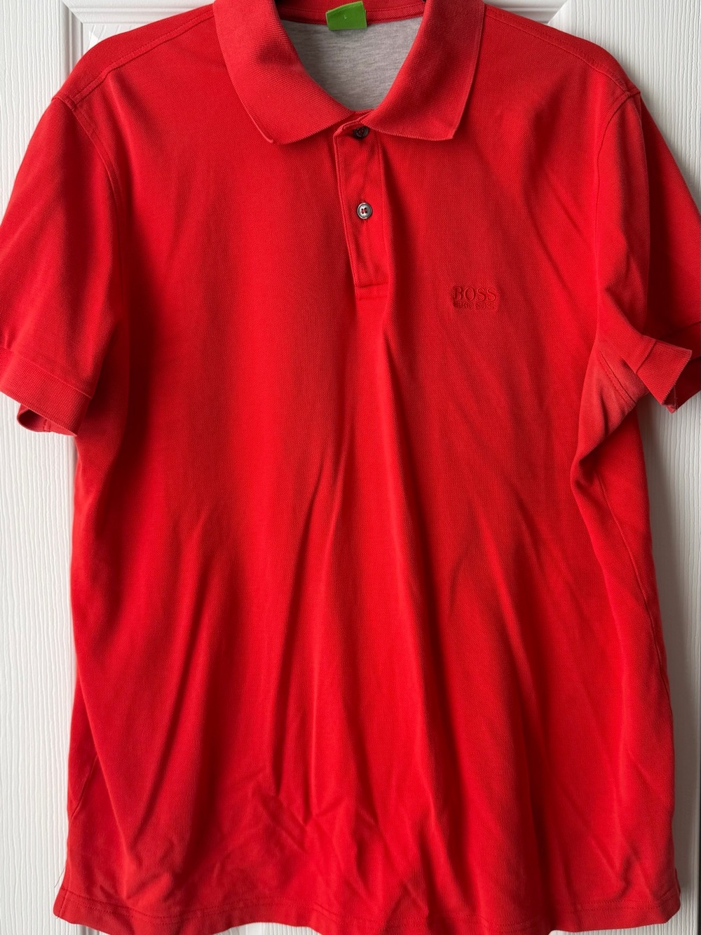 BOSS Men's Bright Red Polo Shirt with Subtle Logo